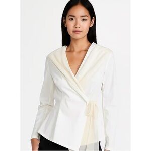 Lafayette 148 New York Cream Wrap Blouse